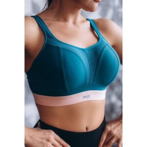 Panache Womens Wireless  Sports Bra Teal Pink 40F Cups B-J Running Gym $68